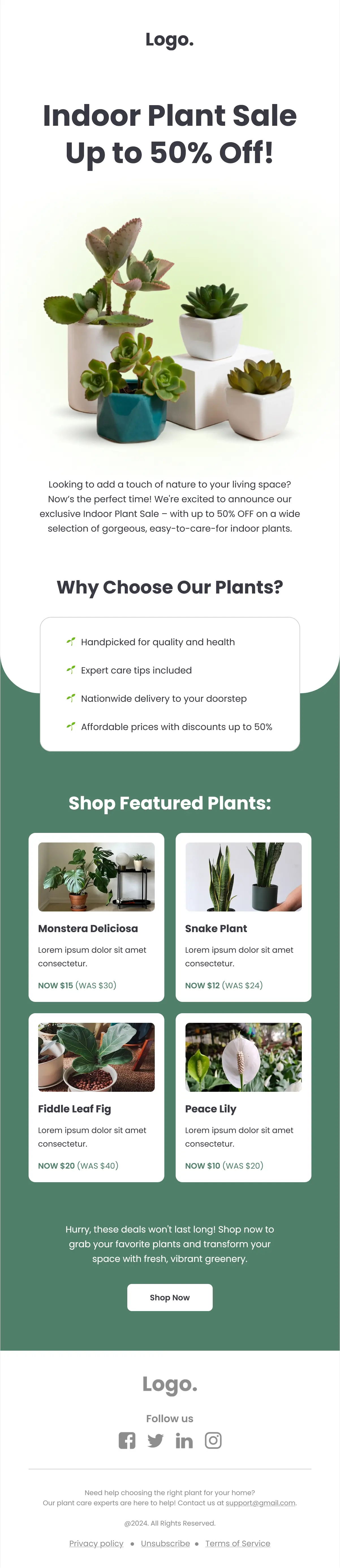 Indoor Plant Sale Newsletter Template